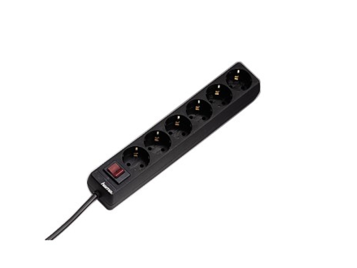 Extensão HAMA Schuko (6 Tomadas - Preto)