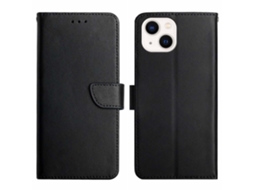 Capa Em Couro Genuíno Textura Nappa, Com Porta-cartões Para Apple Iphone 15 - Preto