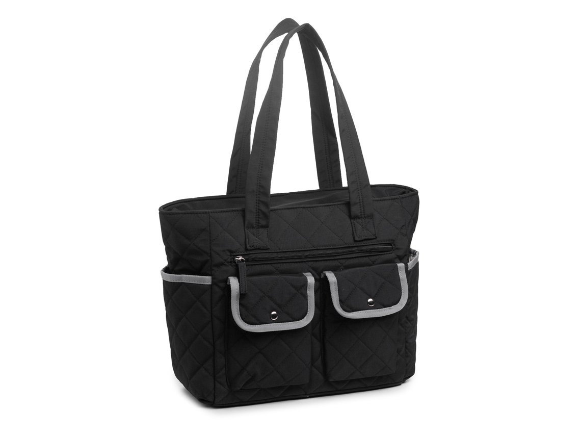 Bolsa Feminina AQUAFORGE sacola com múltiplos bolsos, preta