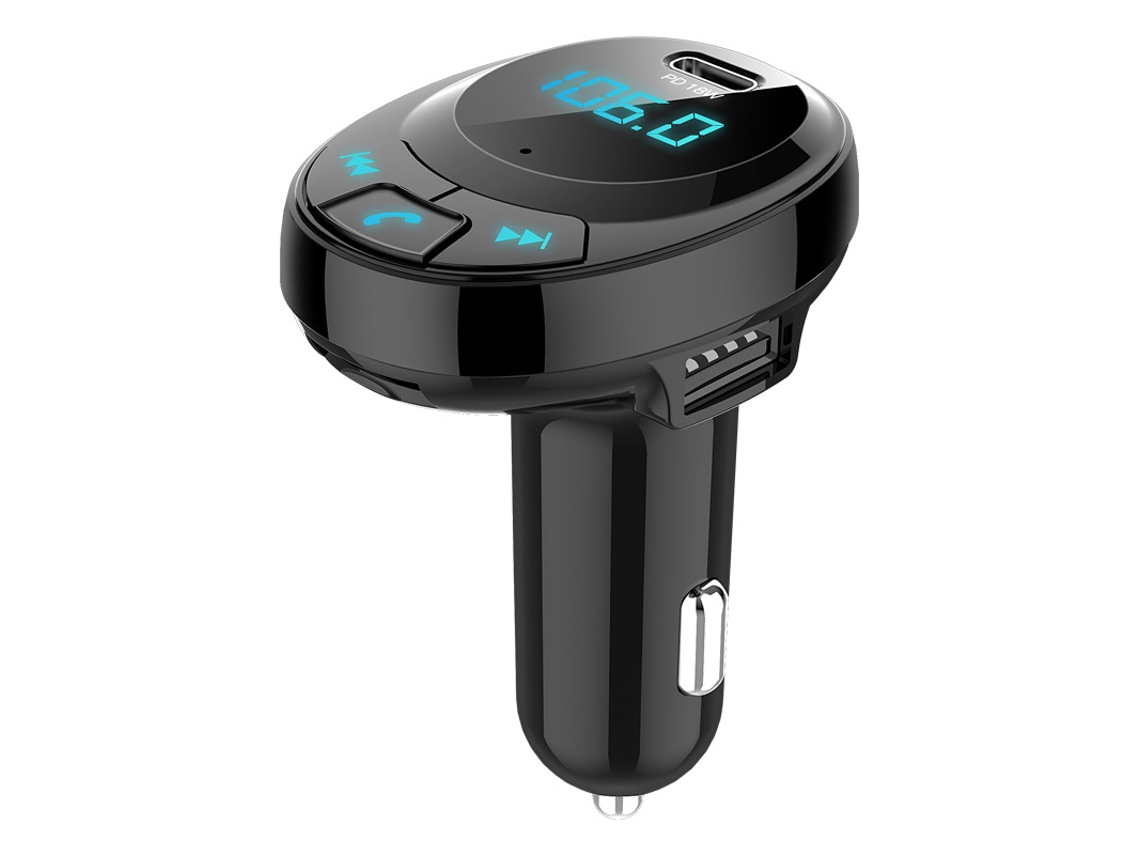Transmissor Fm YIZHOOD Bt09 Kit de Carro Bluetooth Carregador Rápido Adaptador de Rádio Sem Fio Mp3 Dual Usb Preto
