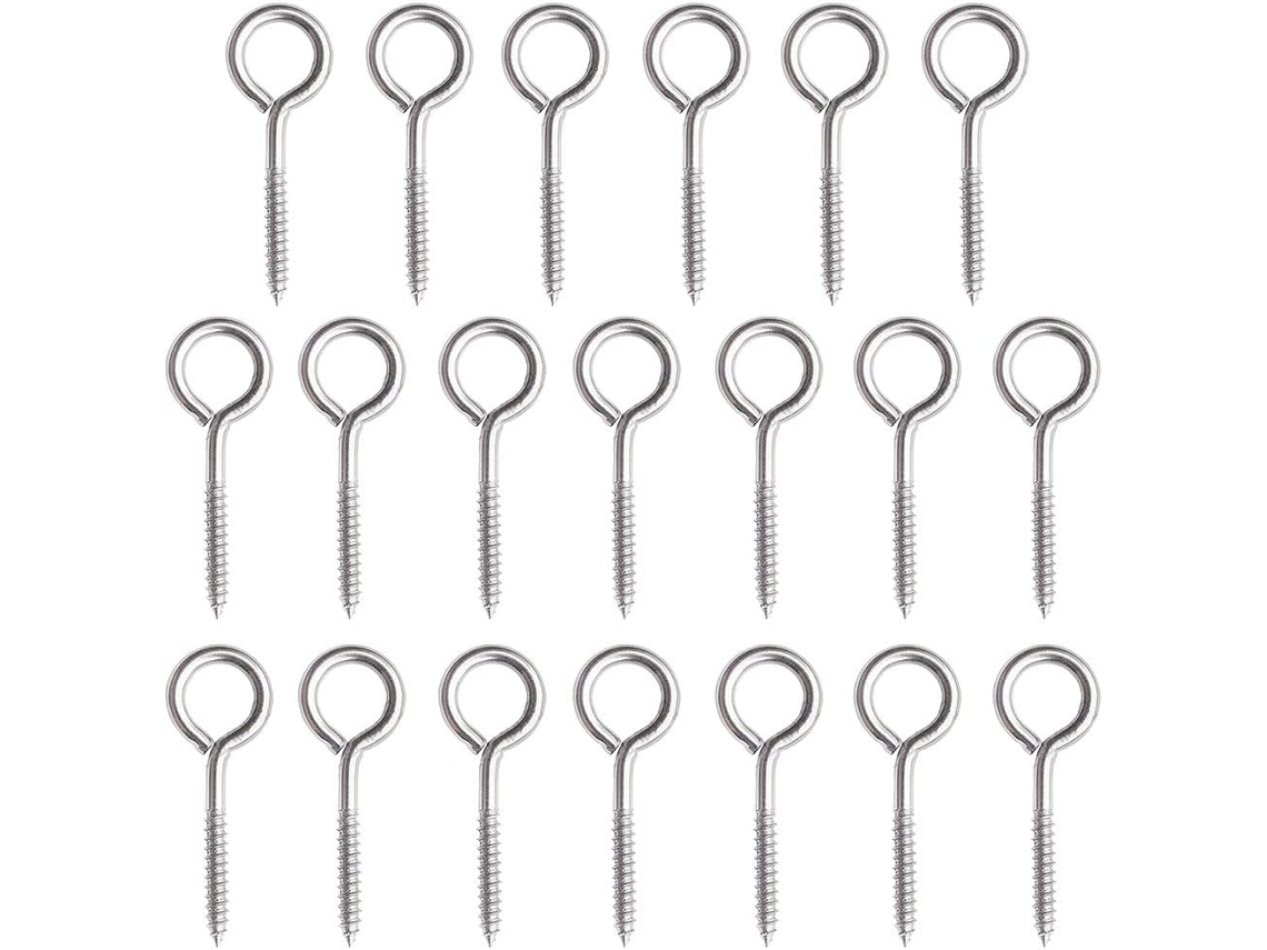 Kit De 20 Ganchos Em Forma De Olho, Ganchos De Metal Em Aço Inoxidável Para Copos, 20 Parafusos Fechados