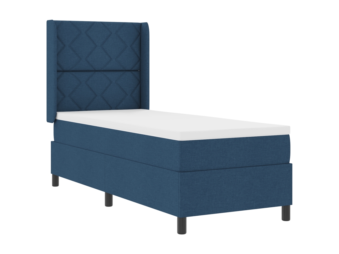 Cama Box  Com Colchão & Led Azul Vidaxl Em Tecido (90x190 Cm)