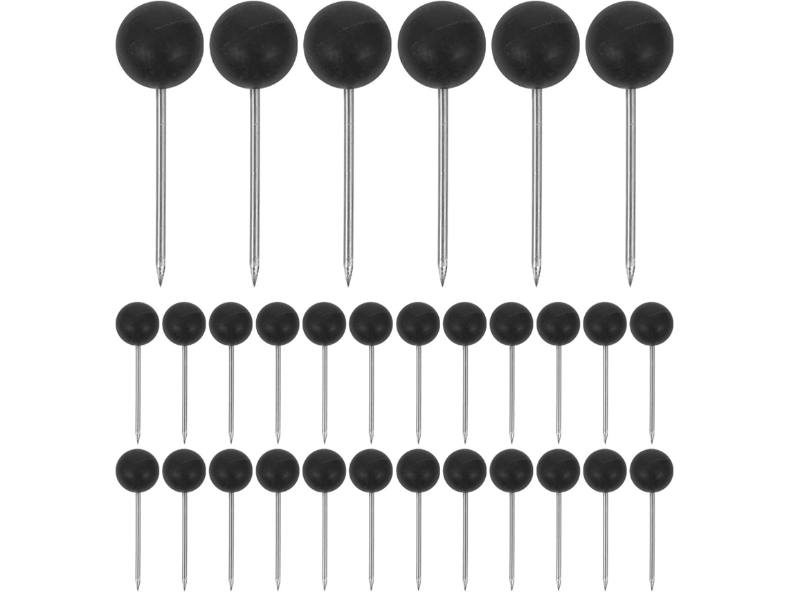 Magiclulu 100 Unidades de Tachinas Redondas com Cabeça Esférica Pequena para Mapas e Pontas de Aço Inoxidável, Fáceis De
