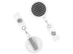 Porta-chaves retrátil resistente, com espirais quadradas em preto e branco, prendedores de chaveiro.