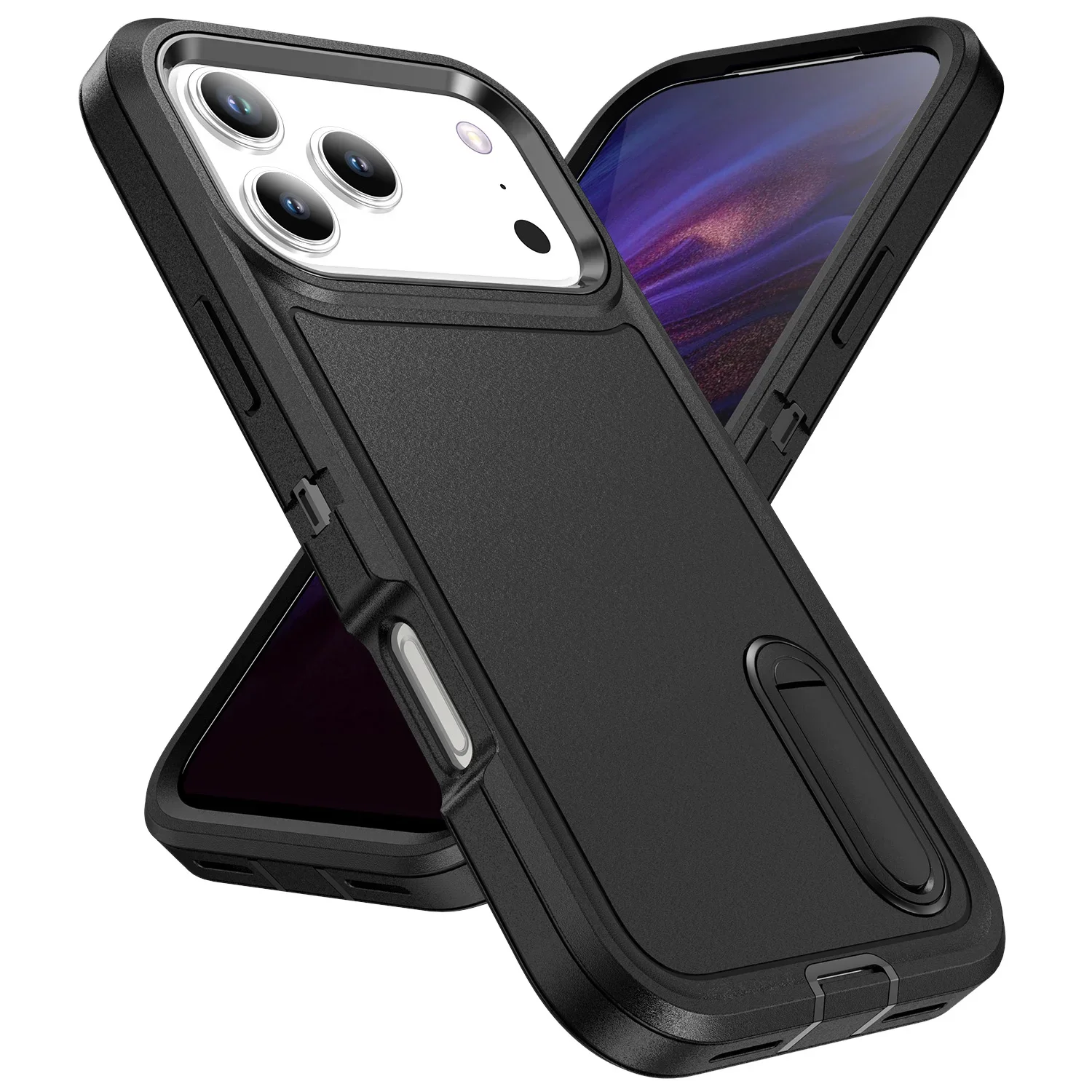 (preto, Iphone 12 Pro Max) Capa Resistente A Impactos, Proteção Reforçada, Suporte Invisível Integrado.