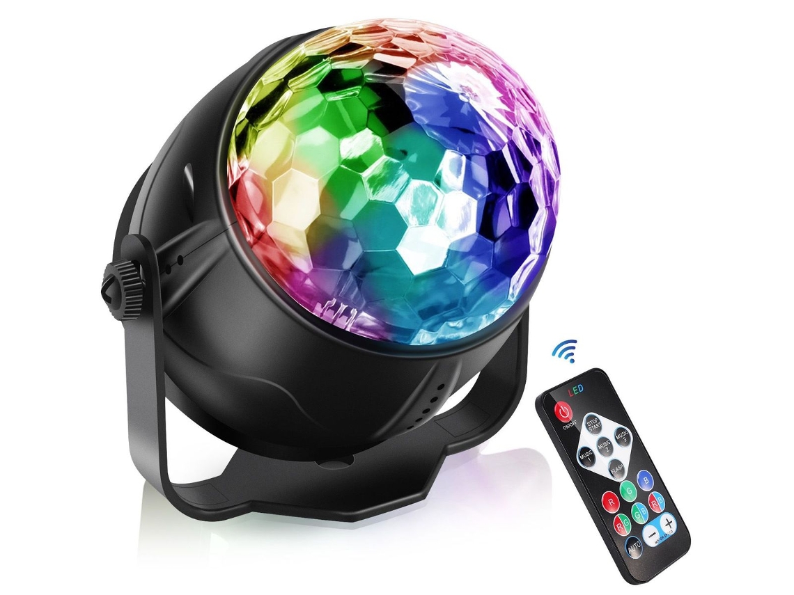 Luzes de palco, bola de discoteca de 5 núcleos com controle remoto, 7 luzes LED RGB com controle remoto, tamanho grande, Slowmoose