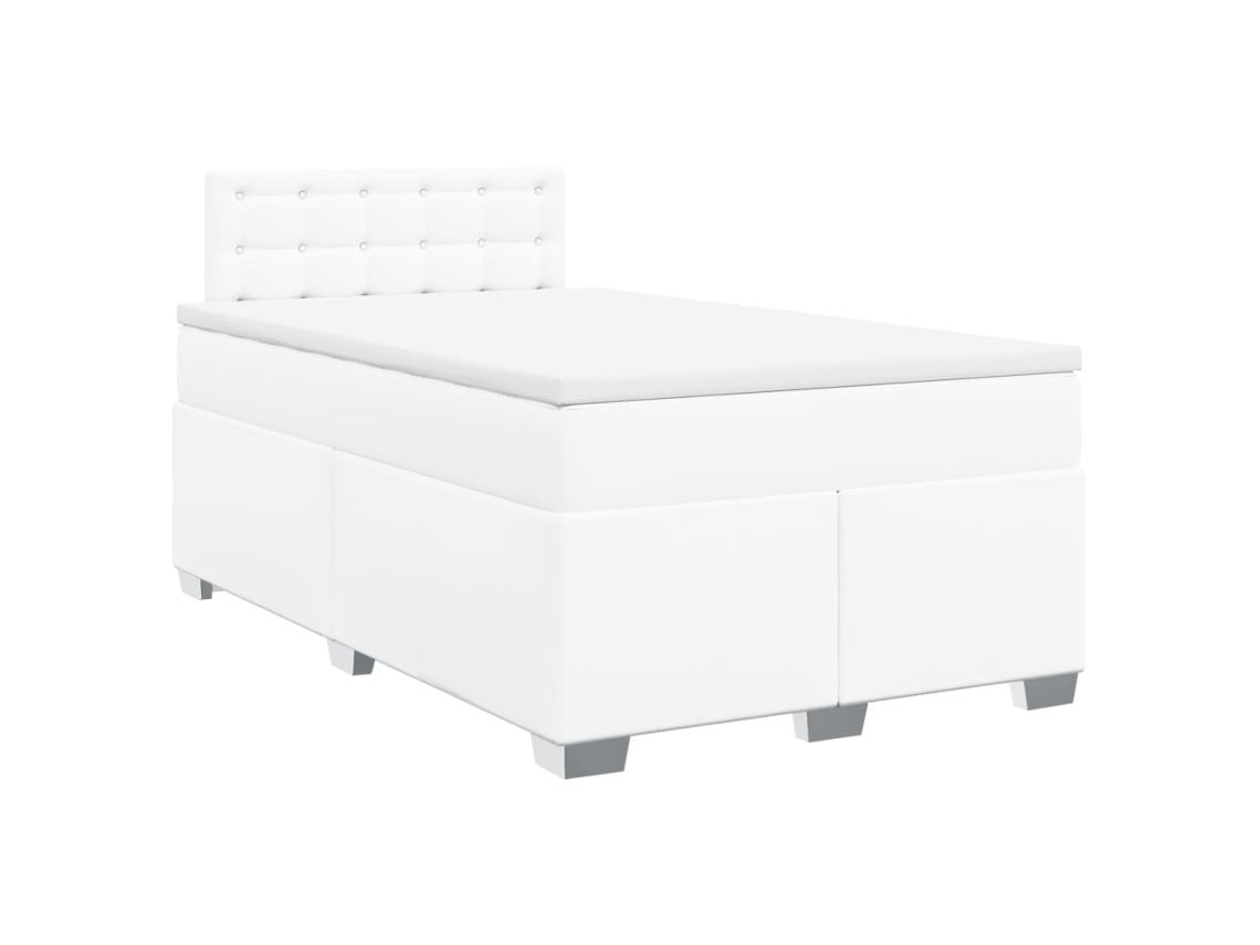Cama com Molas e Colchão Couro Artificial Branco MAISON EXCLUSIVE (120x200 cm)