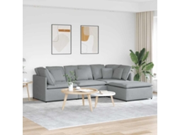 Vidaxl Sofá Modular Com Pufes E Almofadas Tecido Cinzento-claro