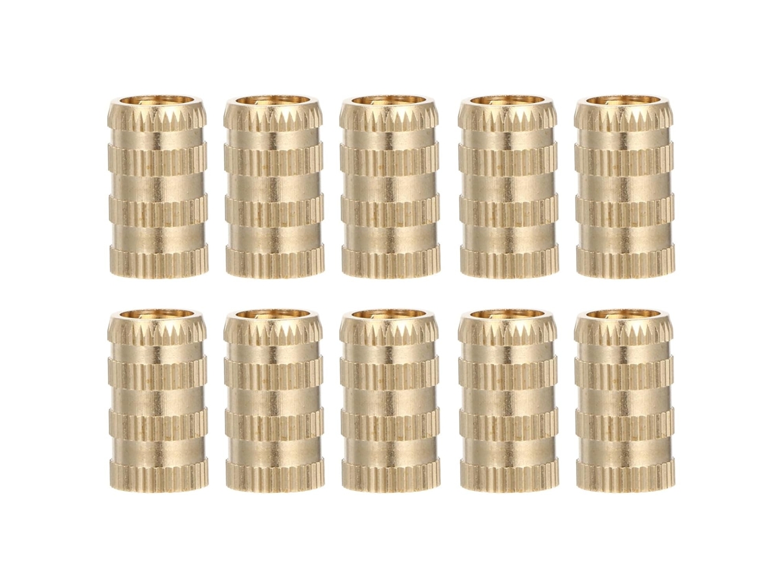 Porcas De Inserção Serrilhadas Fuoyloo M10x11,5x20, Latão Dourado,