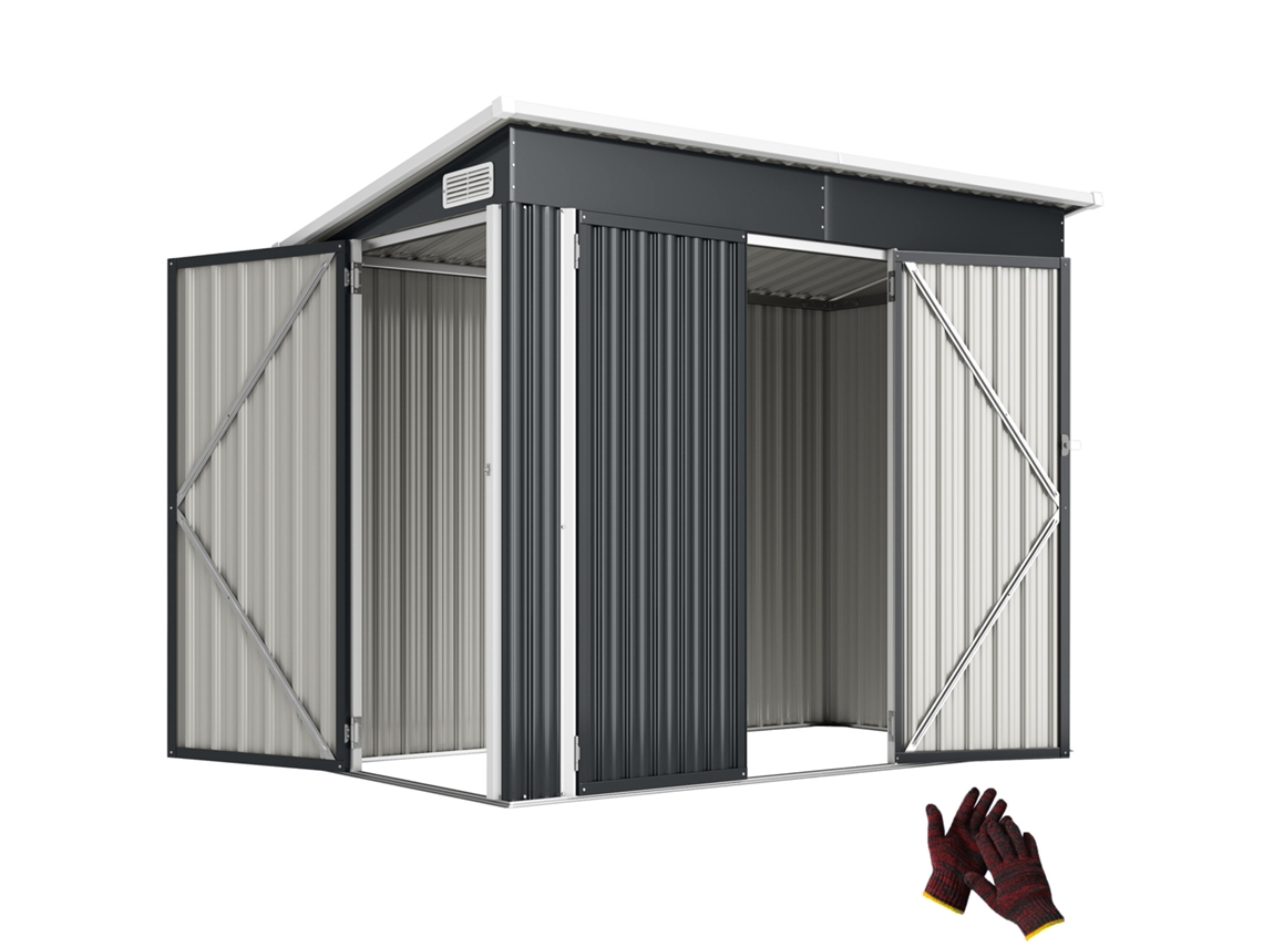 Casinha de Jardim em Aço com 3 Portas e Fechadura 234x132x185 Cm VERIDIA CUOM