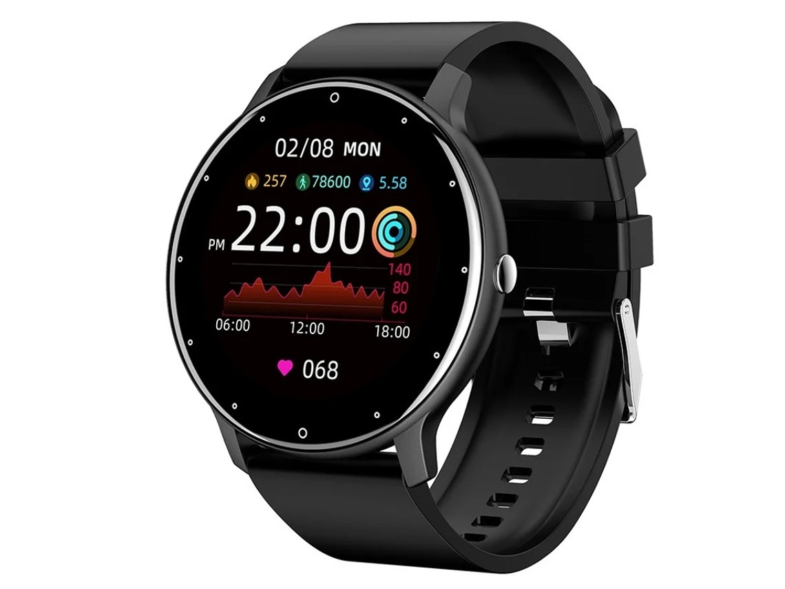 Smartwatch com tela de 1,28 polegadas e espessura de 0,8 cm, ultrafino, com pedômetro e monitoramento de frequência cardíaca, preto. Bestvite