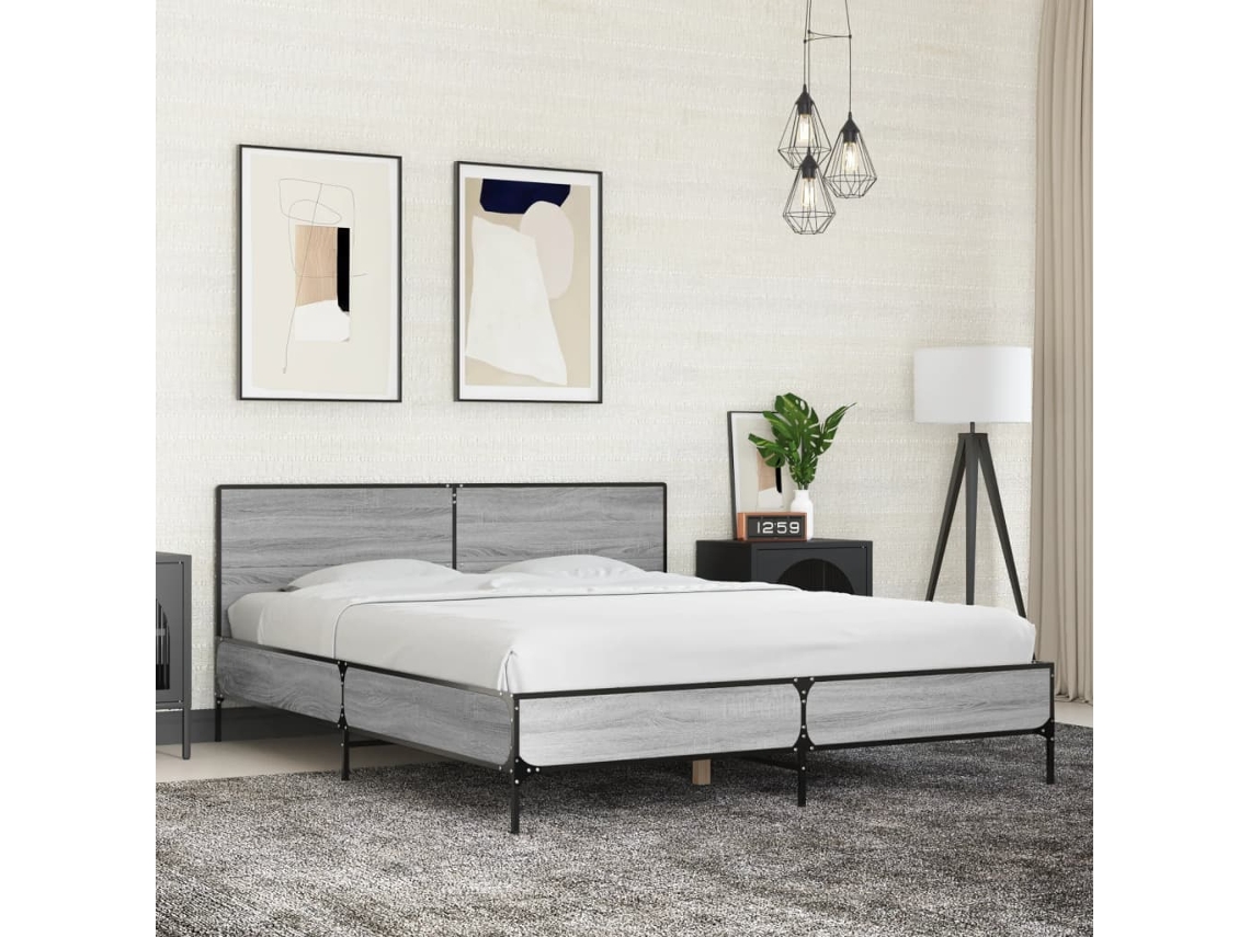 Estrutura De Cama 160x200 Cm Derivados De Madeira/metal