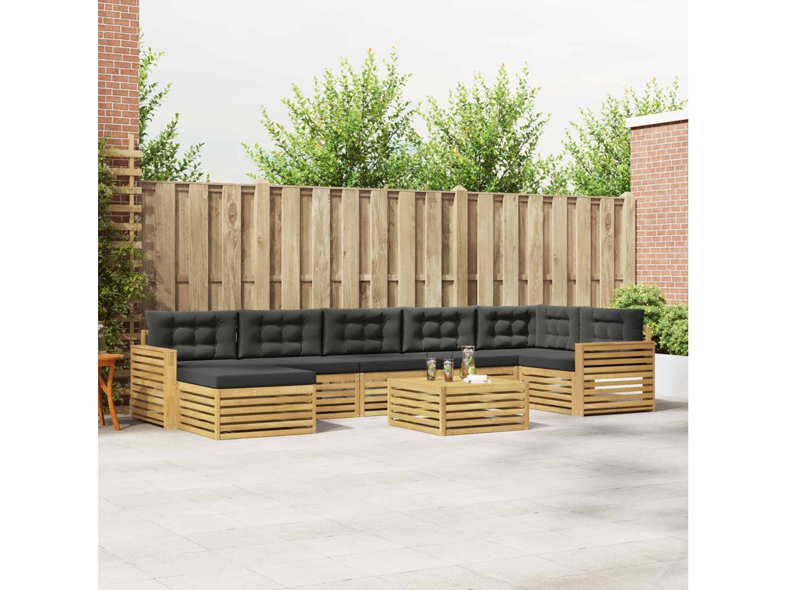 Vidaxl Conjunto De Sofás Para Exterior 8 Unid. Branco E Antracite