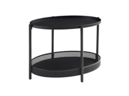 Mesa de centro oval Jäller com prateleira em metal, 66x51x44 cm, preta.
