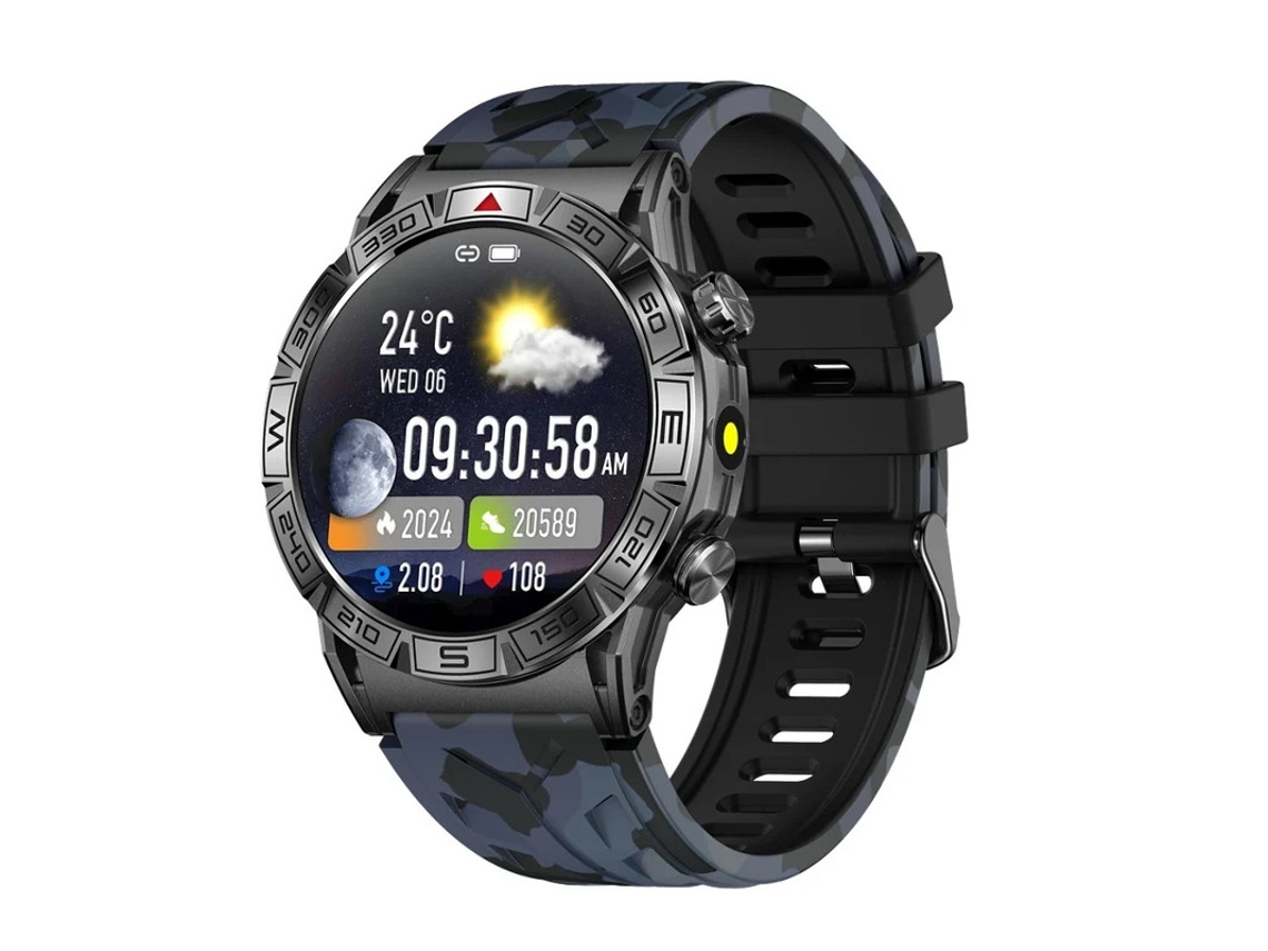 Relógio inteligente masculino Bestvite com tela AMOLED de 1,4 polegadas, atendimento automático de chamadas, monitor de frequência cardíaca, pressão arterial, bússola e pressão barométrica.