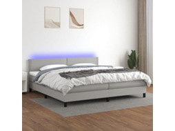 Vidaxl Cama Box Spring C/ Colchão E Led 200x200 Cm Tecido Cinza-claro