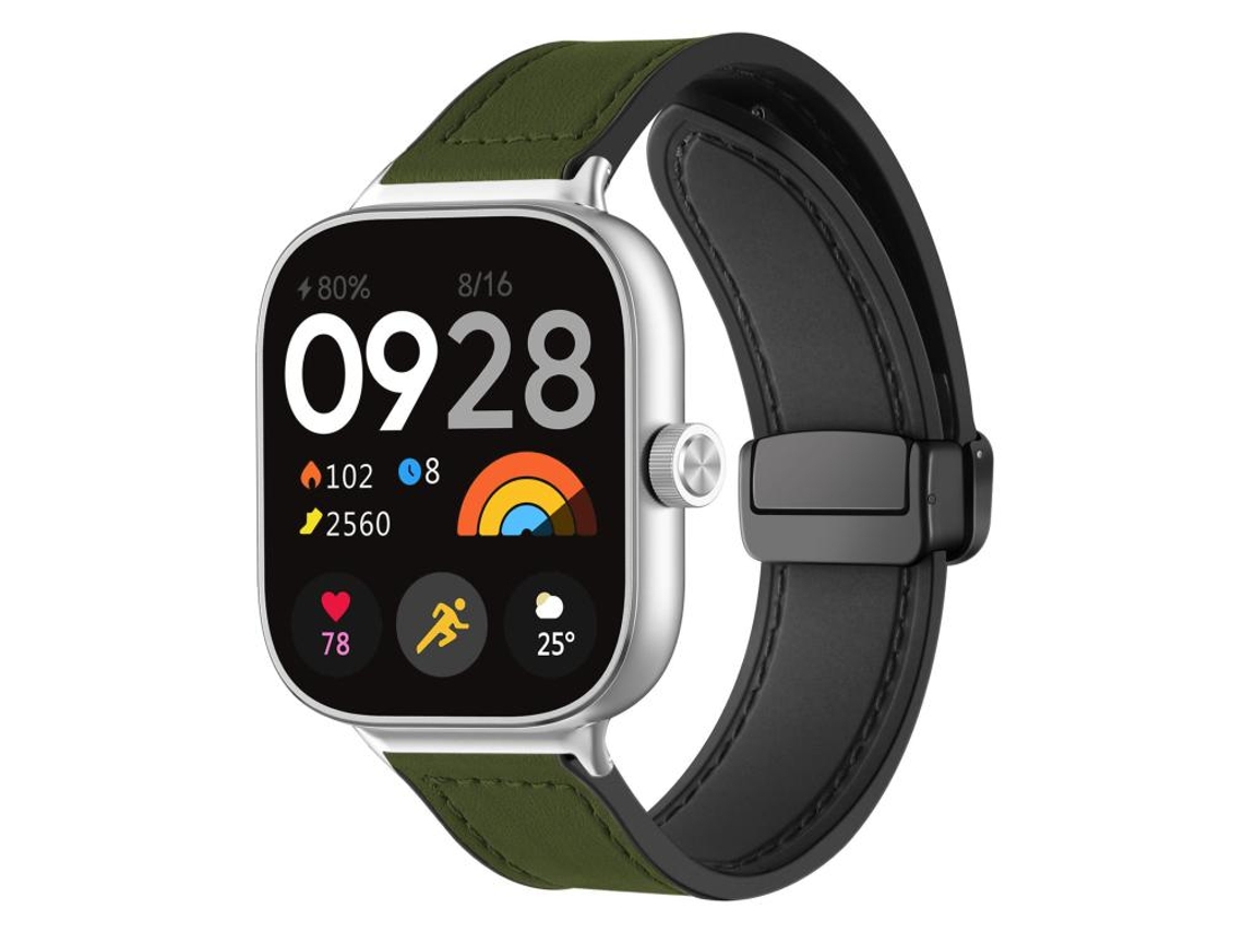 Bracelete Para Xiaomi Band 9 Pro / 8 Pro - Fecho Magnético - Estampa Crazy Horse Verde Militar