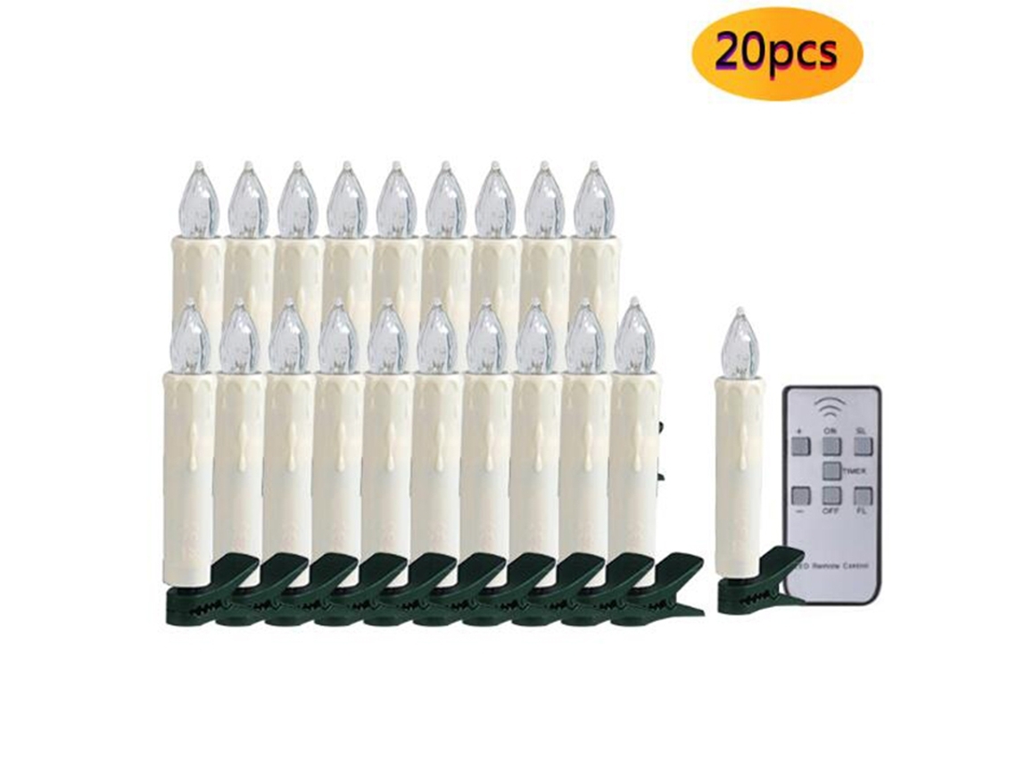 20 Velas De Led Controle Remoto E Baterias Luzes De Velas Reguláveis Sem Chama*