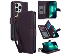 Capa Carteira De Couro Para Iphone 13 Pro - Com Rfid - Para Vários Cartões