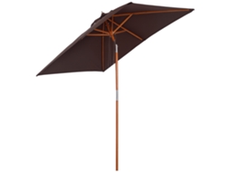Guarda sol retangular inclinável 2x1.5m,com 6 varetas,corda,bambu e poliéster,cor café