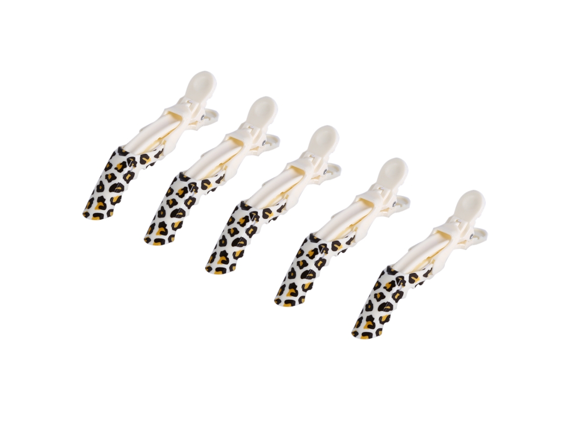 5pcs/kit Grampos De Cabelo Com Design De Leopardo Acessório De Estilo Profissional Para Cabeleireiro