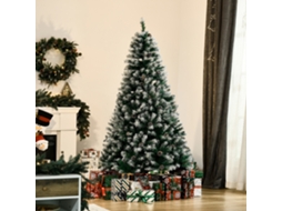Árvore De Natal Artificial 180cm Com 800 Ramos E 61 Pinhas Folhas Pvc Efeito Neve Base Dobrável Verde