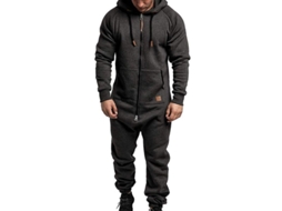 2026 mono Hombre com Capuz Zipper para Inverno Macacão Casual de Mistura de Algodão 3xl Gris Escuro