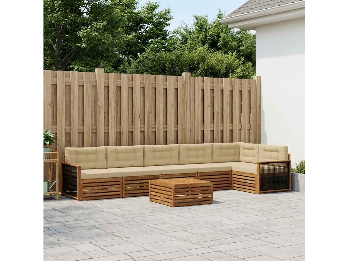 Vidaxl Conjunto De Sofás Para Exterior 7 Pcs Natural E Bege