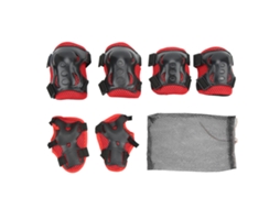 Equipo de Proteção S/MARCA para Patinação, 6 Peças, Joelheiras, Cotoveleiras, Luvas, Ajustáveis, 6-18 anos, Vermelho