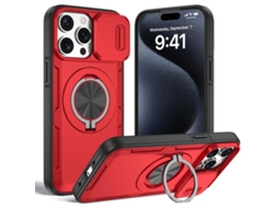 Capa Zruxe Compativel Com Iphone 15 Pro (magsafe - Suporte Giratorio - Vermelha)