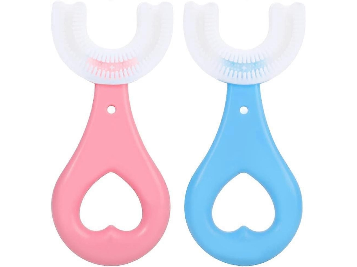 Escova de Dentes em Forma U para Crianças 2pcs, Treinamento Manual, Cabeça Silicone Macia Qualidade Alimen GOKOCO