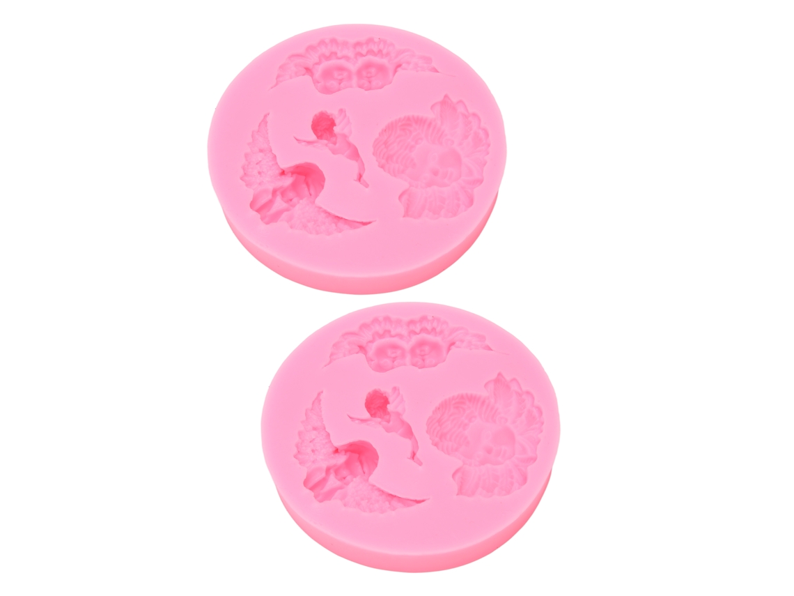 2 Moldes De Silicona Para Fondant Angelito Alimentario Flexíveis Fáceis De Limpar Para Chocolate, Bolo, Sabão, Artesanato Diy