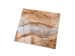 Tampo De Vidro Quadrado Espelharte (60x60 Cm - Madeira Natural Com Resina - Bege)