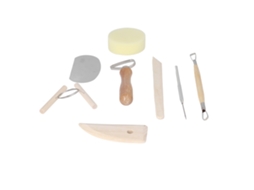 Kit De Ferramentas De Cerâmica Com 8 Peças E Cabo De Madeira Duplo Para Esculpir E Moldar Argila