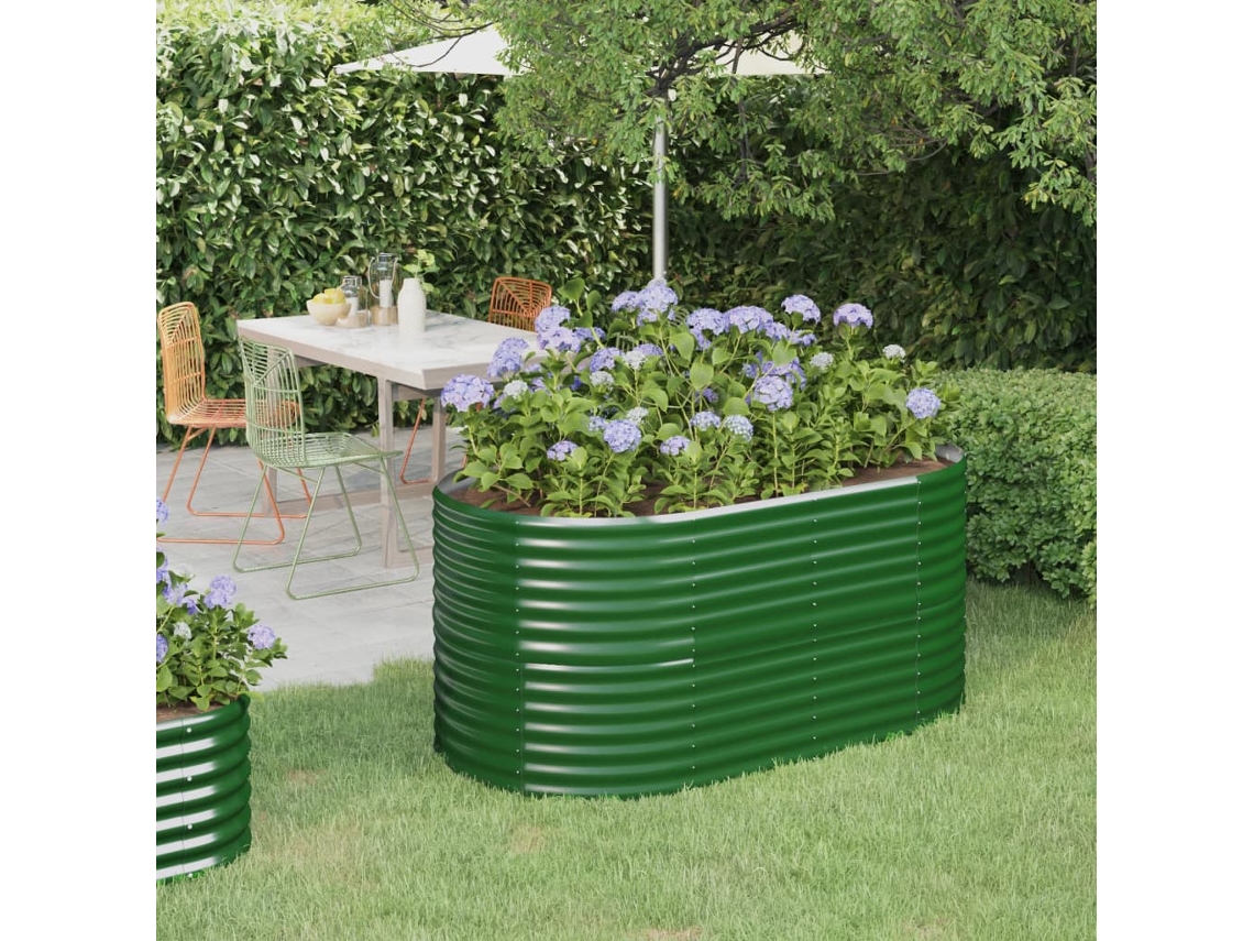 Canteiro Elevado Jardim 152x80x68 Cm Aã§o Revestido Com Pã³ Verde Dkd Home Decor