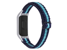 Bracelete de Nylon Laço Elástico Elástico Trançado Ajustável para Xiaomi Mi Band 7 Azul Da Meia Noite/Menta Verde