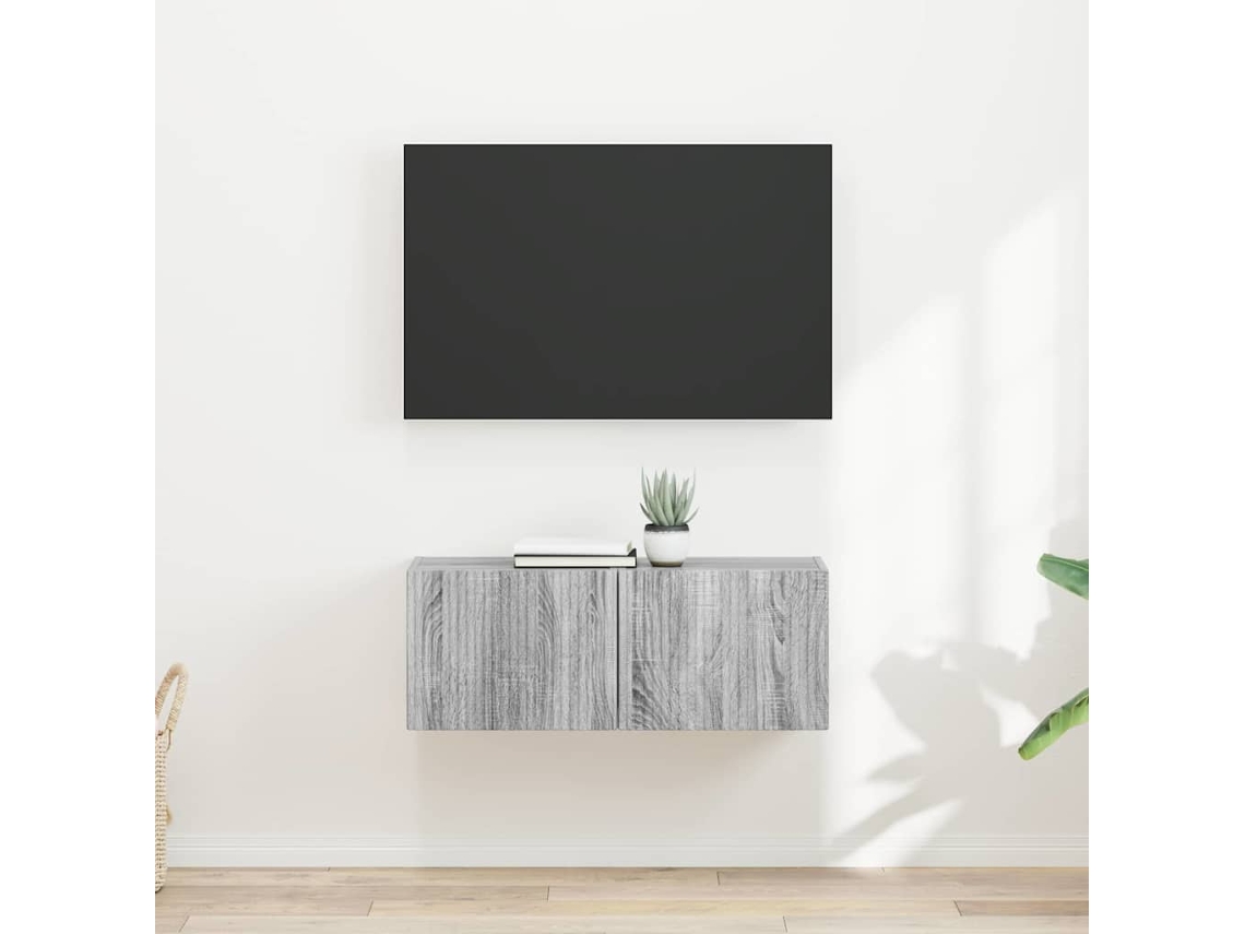 Vidaxl Armário De Tv De Parede 2 Unid. Cinza Sonoma