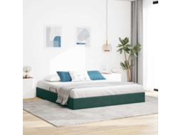 Vidaxl Estrutura De Cama Ottoman Verde-escuro 160 X 200 Cm Veludo