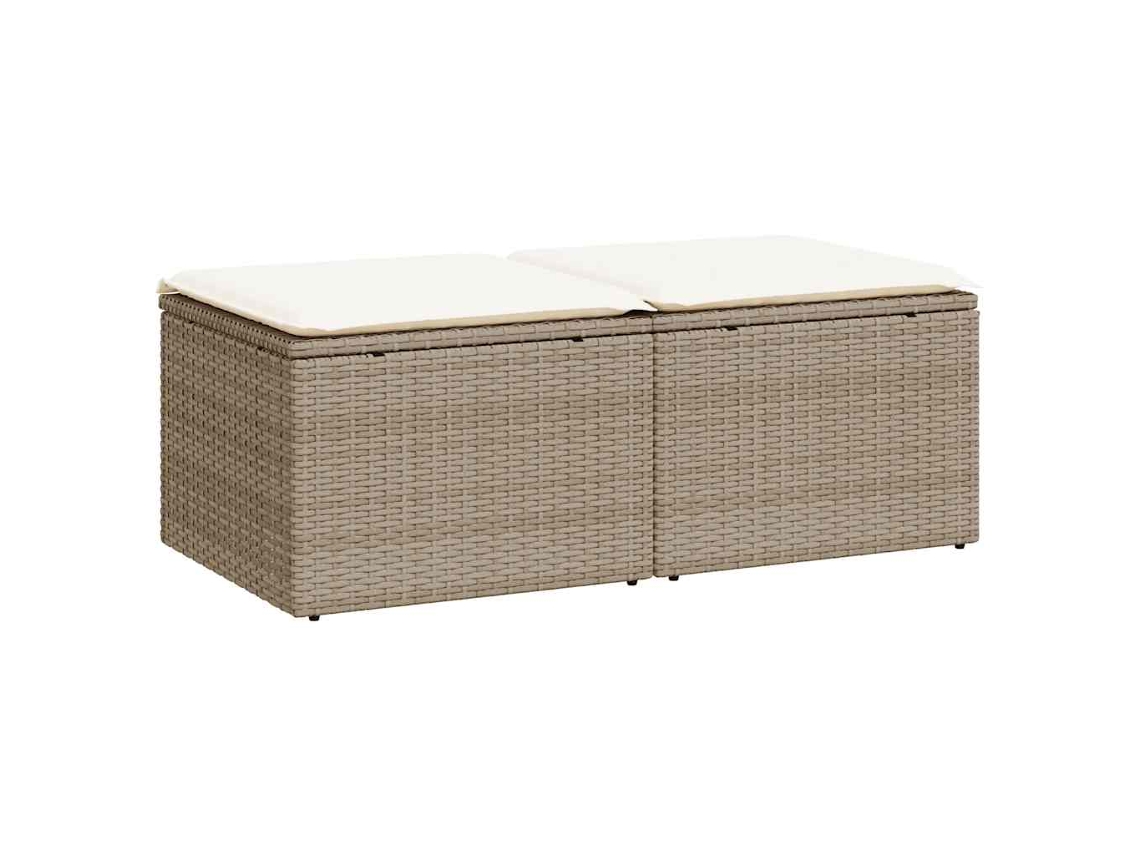 Conjunto de 2 Sofás de Jardim com Almofadões Vime Pe/acácia Bege MAISON EXCLUSIVE