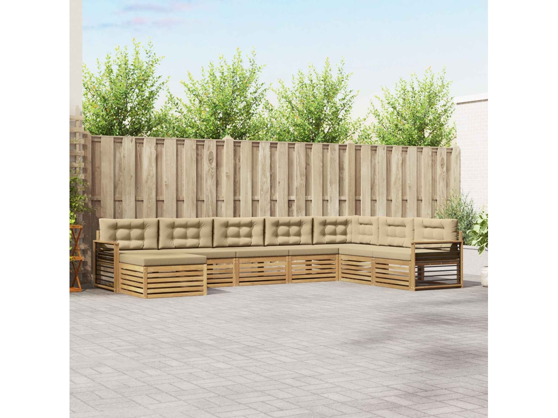 Vidaxl Conjunto De Sofás Para Exterior 8 Unid. Branco E Bege