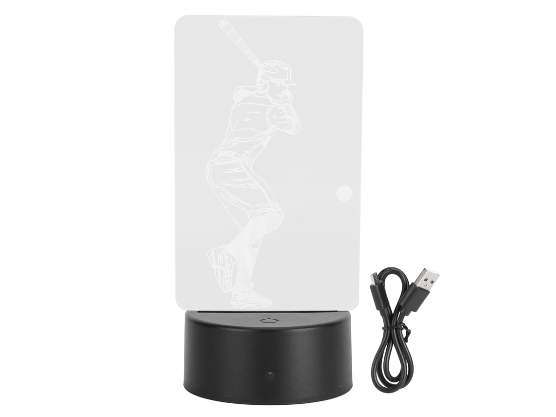 Rebe-lámpara De Noche 3d Con Patrón De Jugador De Béisbol, Táctil, Usb O Batería, Para Hogar