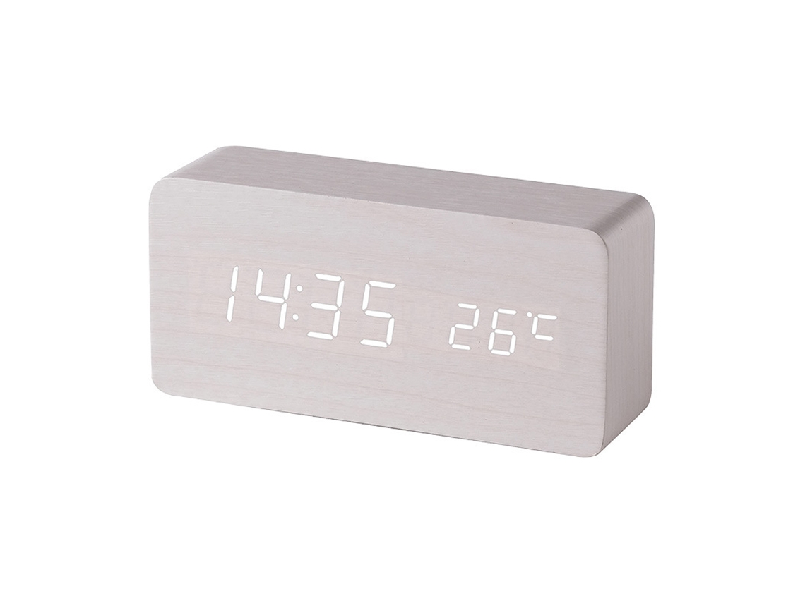 HYMNORA Relógio Digital De Madeira Com 3 Alarmes E 3 Níveis De Brilho, Display Led Eletrônico