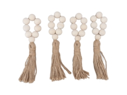Suporte De Guardanapos Com Contas De Madeira Elegante 4pcs