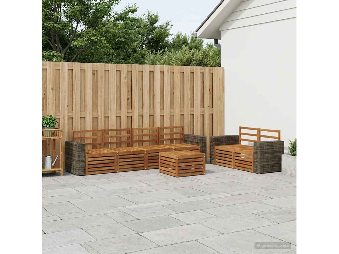 Vidaxl Conjunto De Sofás Para Exterior 7 Unid. Natural