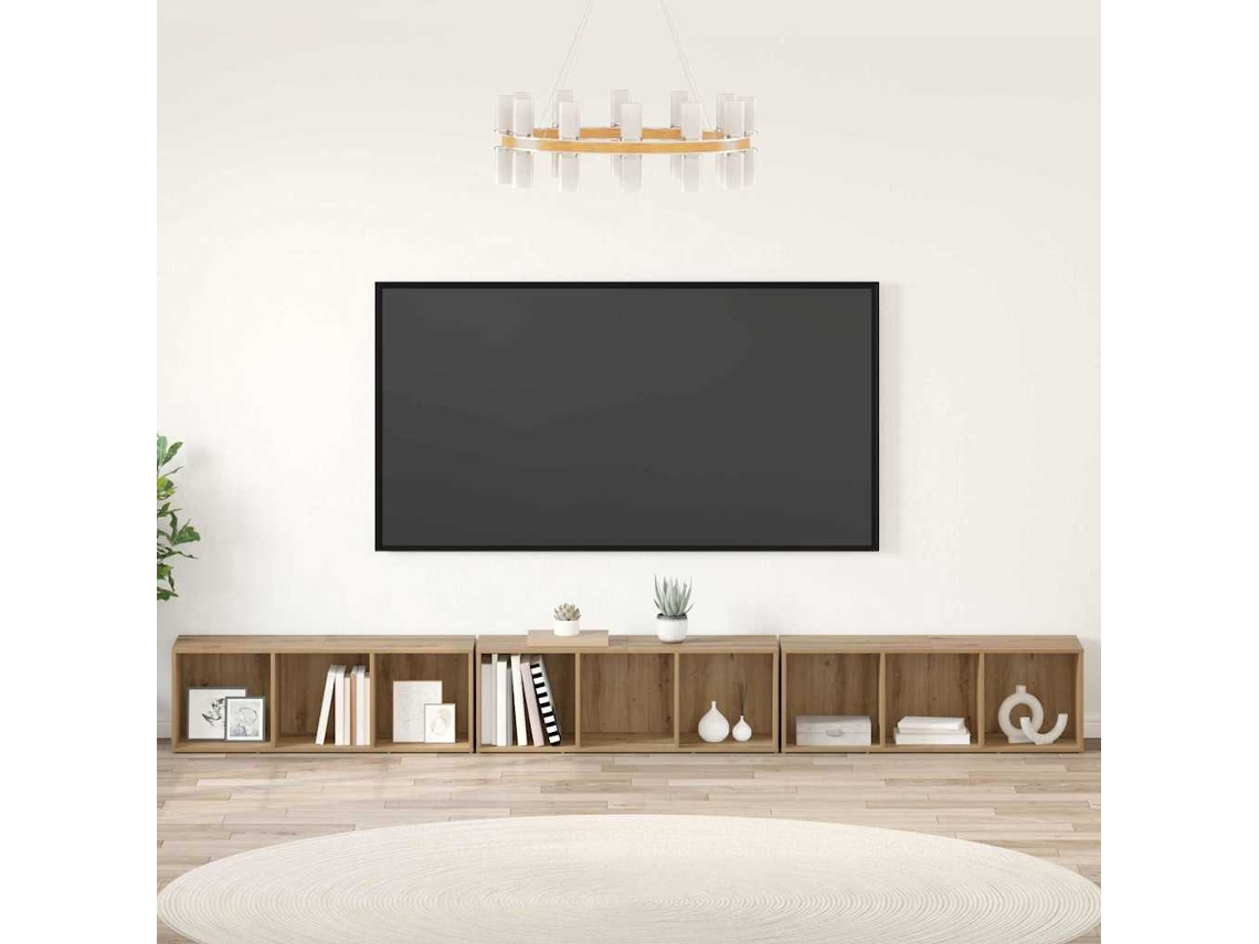 Vidaxl Conjunto De Móvel De Tv 3 Pcs Carvalho Artesanal