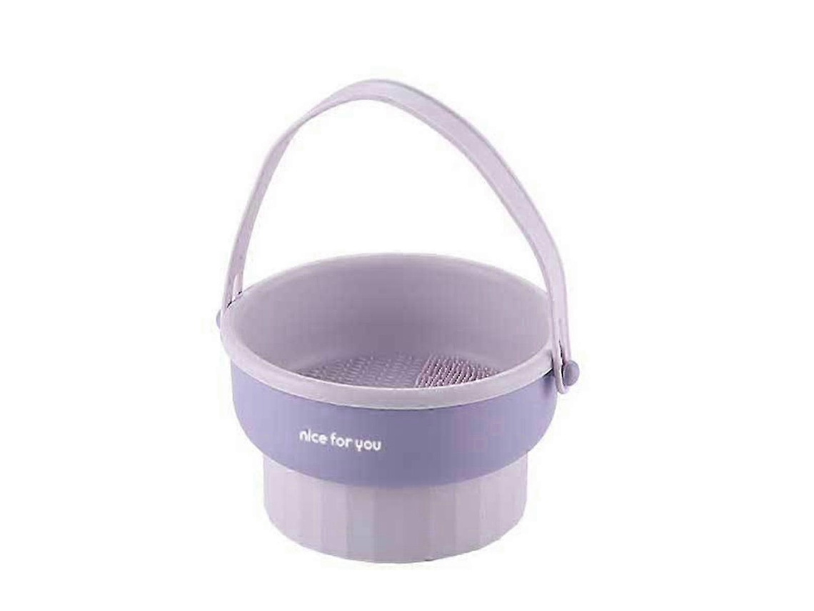 Tapete De Limpeza Para Pincéis De Maquiagem 3 Em 1 Com Escorredor E Ferramenta De Esfregar, Roxo Everley891