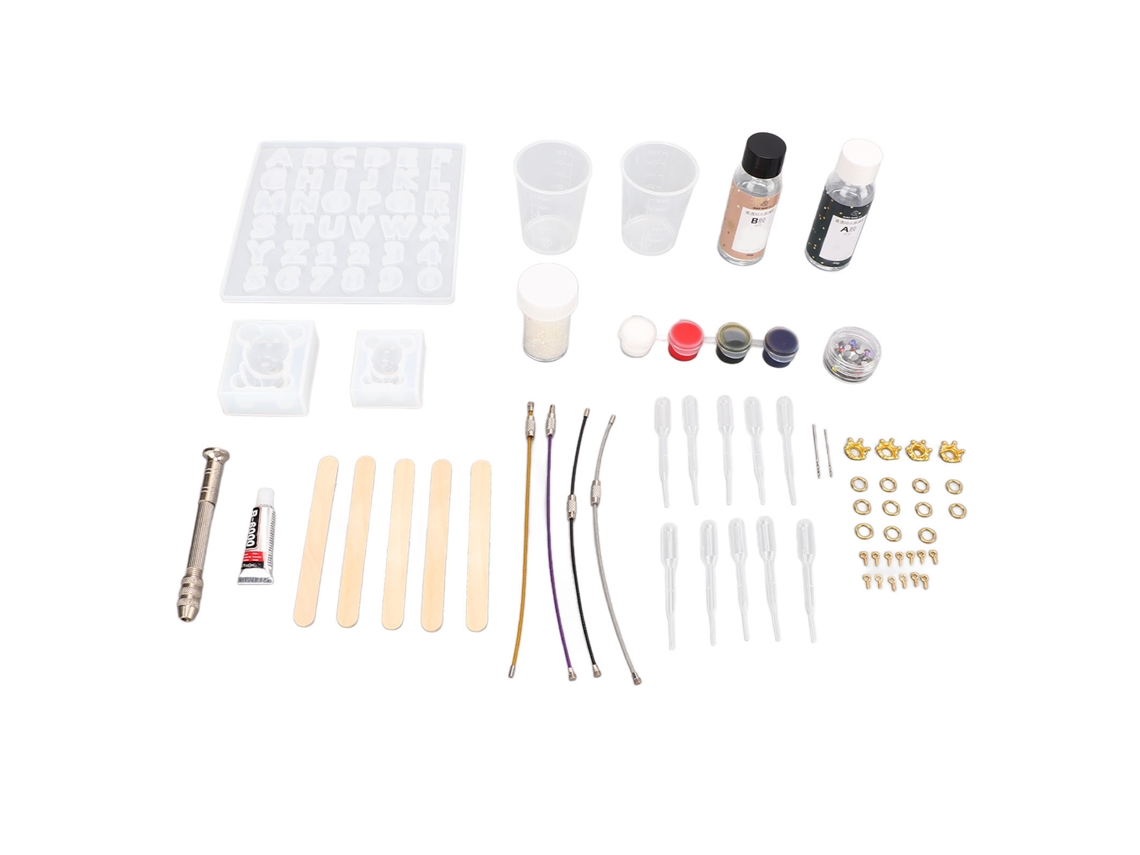 Kit De Porta-chaves De Resina Diy Moldes De Silicone Urso Letras Números Para Artesanato