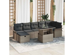 Vidaxl Conjunto De Sofá De Jardim 8 Unid. Cinzeto Vime Pe