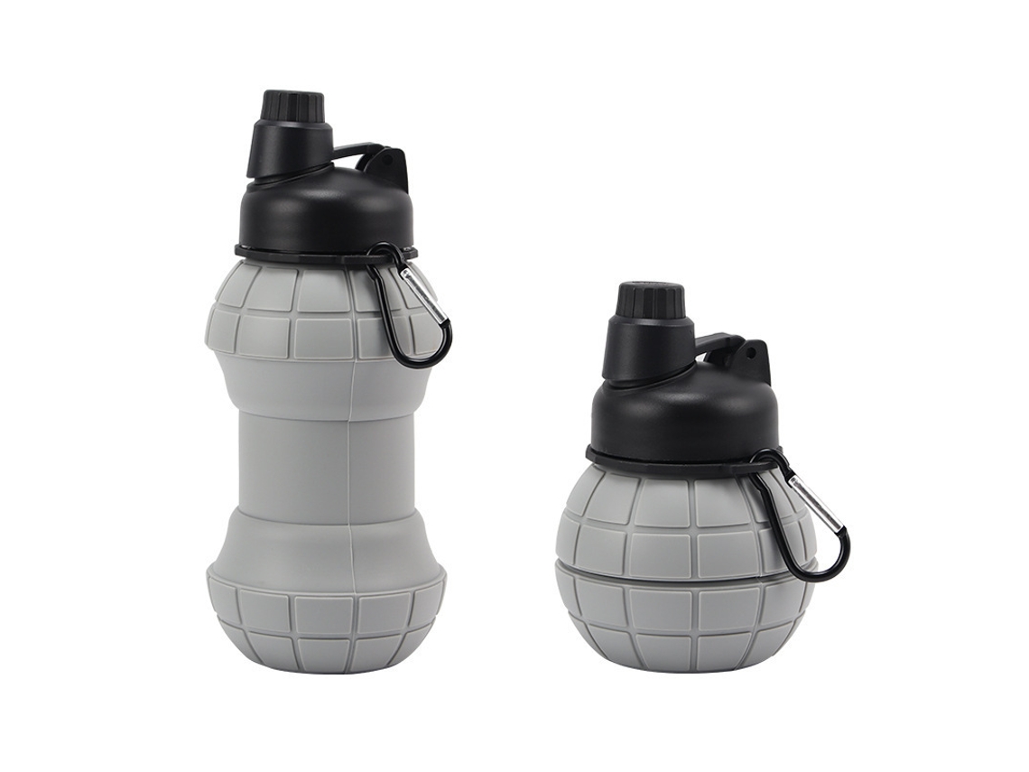 Garrafa Água Dobrável Silicone 550ml HENTEN HOME Cinza