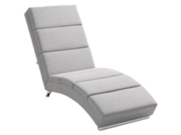 Chaise Longue Reclinável com Encosto Alto. Acolchoamento Grosso e Pernas de Metal. Cinza Claro Ge